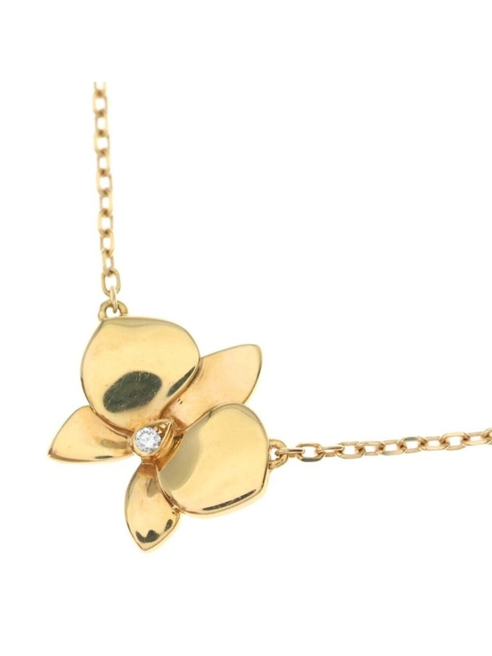 Cartier 18k Yellow Gold Caresse D'orchidees Par Necklace Carre Diamond Pendant